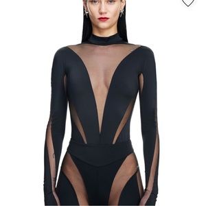 Mugler x HM Mesh-Paneled illusion Bodysuit size xs NWT